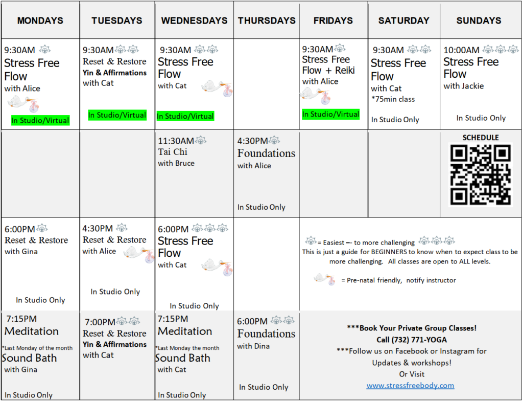 Stress Free Body Winter Schedule